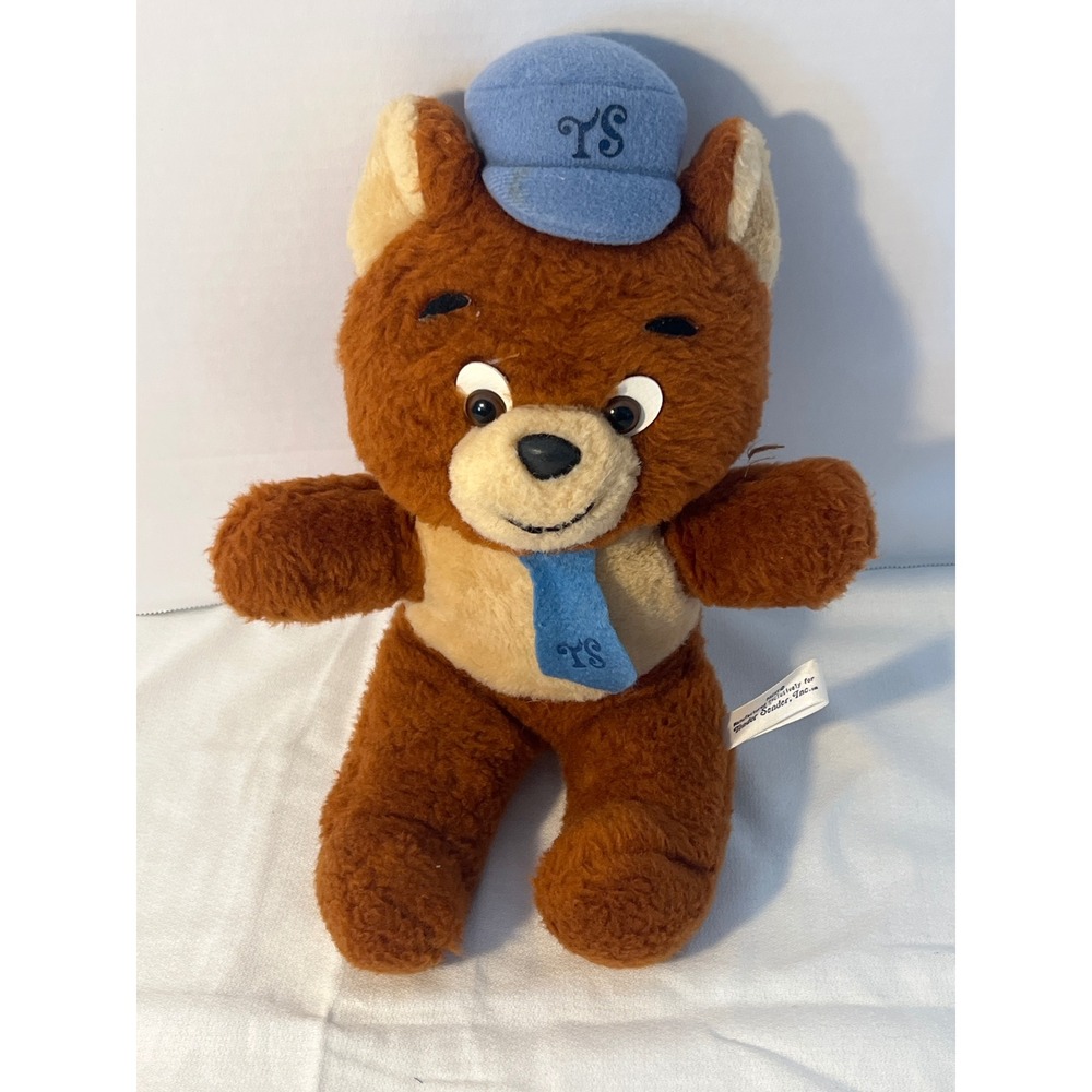 Packy Bear Plush Toy Animal Fair Tender Sender Inc Blue Hat Tie‎ Embroidered YS